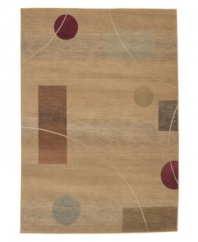 Talking geometry. This contemporary look composed of 36 colors ranging from rich sage to deep, dark burgundy with a neutral base adding intrigue to any room. The Generations Collection is cross-woven in stain-resistant polypropylene for long wearing quality. This accent rug will enhance any room.