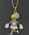 Hip hip hooray! This fantastic cheerleader pendant features round-cut diamond accents set in 14k gold. Approximate length: 18 inches. Approximate drop: 1-1/4 inches.  A Child is Forever(tm).