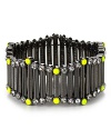 Give your an electric hit with Aqua's hematite-plated stretch bracelet. With stretch bars and fluorescent studs, this cuff is a tows the line between bold and blinding.