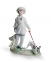 Adorable duo. Looking very nautical in a striped shirt and sailor hat, the little girl in this porcelain collectible is nearly as cute as her French bulldog pup. From Lladro.