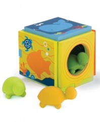 Bath time turns into a world of sea exploration with this floating puzzle from Skip Hop. Squirting turtles and a fold-up box with swimming holes encourages imagination and spatial skills for developmental learning that will make both of you happy.