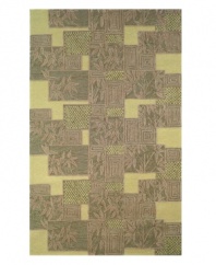 Like paradise under your feet, the Cargo Bamboo area rug features scattered patchwork of bamboo leaves and carved labyrinthine swirls for a rich, textural surface. Hand-hooked of durable, synthetic fibers, it is ideal for use either indoors or outdoors.