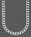 Chunky curb links make a strong statement of confident style in sterling silver. Length measures 20 inches.