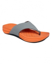With the warm months on the horizon, time to shore up your shoe collection! The Clarks Privo Longshore thong sandals add athletic allure with vibrant color and a thick, textured sole.