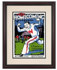 Transport Badger alums back to Madison. The 1925 homecoming game was a total wash for Wisconsin, but fans now can appreciate the vibrantly restored art from that day's football program. With a cream mat and cherry-finished wood frame.