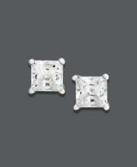 A must-have for every collection. Stunning stud earrings make a statement with princess-cut diamonds (1-1/4 ct. t.w.) set in 14k white gold. Approximate diameter: 5-1/2 mm.