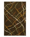 Composed with cool colors and markedly crisp designs, this abstract rug livens up any interior space. Super-soft, premium-quality wool is hand-carved for added depth and texture. Presenting deep hues of green, orange and burnt red, this distinctive piece will catch the eye in every room.