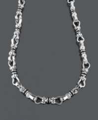 Let your style define you. This edgy men's necklace features a chic horseshoe link chain crafted in stainless steel with black rubber accents. Approximate length: 24 inches.
