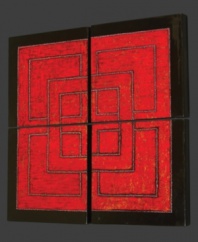 Four panels of textured red squares give your home a modern, artistic edge. Display individually or as one large piece for maximum drama.
