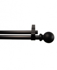 A solid foundation for drapes and sheers, the Ball double curtain rod tops off window treatments with timeless style. Featuring durable steel rods and simple round finials in three handsome finishes.