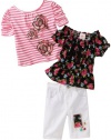 Nannette Baby-Girls Infant Stripe Capri Set, Pink, 12 Months