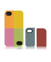 Pick your palette. Case-Mate's cool customized Quartet case let's you mix and match the interchangeable pieces to snap together your own colorful combo design for your iPhone 4.