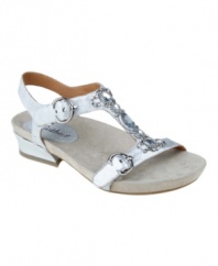 Designed to impress on every level, the Santini sandals by Earthies turn heads with their lovely jewels and comfort weary souls with their contoured wellness footbed!