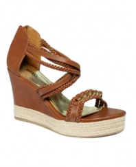 What's not to love? XOXO weaves edgy, metal chains through the braided straps of the espadrille-trimmed Flora wedges.