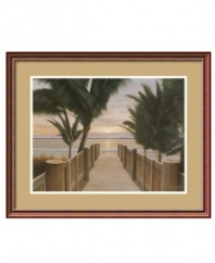 Turn your bedroom or living room into a tree-lined paradise with the Palm Promenade art print by Diane Romanello. A soft, hazy finish gives the seaside landscape an ethereal sensibility. With a gleaming cherry-colored wood frame.
