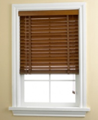 Give your room a natural look of sophistication. Featuring wide ladder strings and generous 2 panels, these bamboo wood blinds make over any space with distinction. Includes wand control that adjusts blinds to the angle you desire and string functionality to adjust height. Also includes valance.