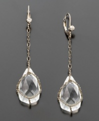 Festive and fun: glamorous teardrop-style crystal earrings from Betsey Johnson deliver pure style. Drop measures 1 inch.