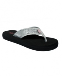 Everybody will see you coming in the Yonder flip flops by Sugar. The sequins on the straps sparkle in the sunlight!