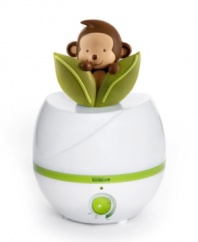 A natural in your little one's habitat! Adorable and functional, this humidifier doesn't monkey around! Create comfort in your nursery with this super silent baby-friendly must-have, which provides eight to 12 hours of continuous steam, 360º misting and adjustable humidity output. 1-year warranty.