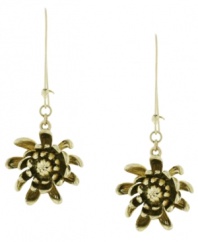 Trendy threader style adds a breezy touch to any look. Jessica Simpson's flower drop earrings are crafted in gold tone mixed metal with intricate, realistic-looking petals. Approximate drop: 2-1/2 inches.