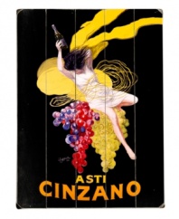 Ad turned art, this 1920s campaign for Cinzano's aperitif wine is ripe for kitchen and bar areas. A wooden sign with a woman on colorful grapes gives decor a sweet taste of vintage style.