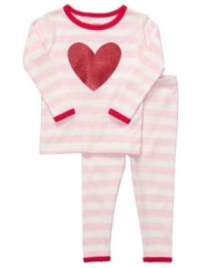 Kick start her heart and set her up to have sweet dreams in this darling pajama set from Carter's.