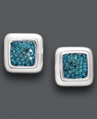 Simple, sparkling, studs. The perfect pairing for any look, Giani Bernini's standout stud earrings feature a chic, square shape encrusted with round-cut blue crystals. Approximate diameter: 1/2 inch.