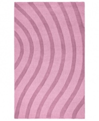Abstract and absorbing, this unique rug adds movement to any room. Playful, wavy lines reverberate against a soft purple field, resounding with personality in your home.
