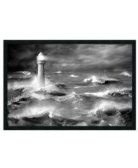 All hands on deck. Le Four lighthouse guides daring ships through the violent swells of Brittany, France, in this dramatic art print. A simple black frame won't interfere with all the action.