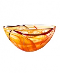 With a fiery orange haze and hand-applied bands of eye-catching color, each Contrast bowl from Kosta Boda is completely unique. A simple shape showcases each stroke and swirl with bold artistry.