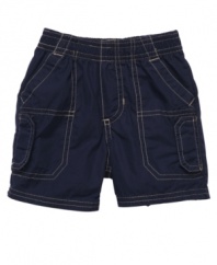 Slip in and out. Getting him dressed is a snap with these pull-on cargo shorts from Osh Kosh.