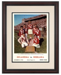 Nebraska's cheerleaders scored the cover of this 1963 football program, but it was the football team that came out on top against Oklahoma on November 23, 1963. With its vibrant colors restored, the team spirit is alive and well today.