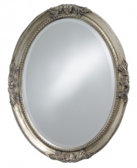 Feel like royalty in the presence of the Queen Ann oval mirror. Elegant flourishes and inner beading dressed in glistening silver leaf grace an antique-inspired frame.
