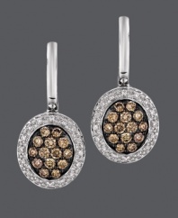 Light up your look with luminous circles. Drop earrings by Le Vian feature a polished 14k white gold setting decorated with round-cut chocolate diamonds (1/2 ct. t.w.) and a halo of sparkling white diamond accents. Approximate drop: 3/4 inch.