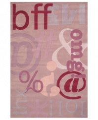 Like, omg! Styled to please the most demanding tween, this graphic rug from Momeni's Lil Mo Hipster collection is the perfect update for her outgrown decor. The lilac rug is full of girly color and hip attitude for your digital-age diva! Hand-tufted mod-acrylic is soft, strong and flame-retardent.