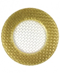 The fastest way to a festive table, Gold Weave Glittered charger plates turn understated place settings into a dazzling spread. From the Jay Imports serveware and serving dishes collection.