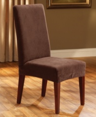 In a soft, waffle-weave textured knit the Stretch Pique slipcover stretches up to 40% to conform to your dining room chair. Memory stretch fabric and all-around elastic provide a clean, sleek look that stays put.