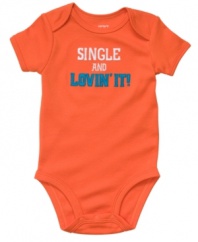 He'll get scooped up quick when you announce his availability with this fun bodysuit from Carter's.