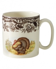 Bring the classic style of the English countryside to your table with the Woodland Collection. This traditionally patterned mug features a turkey framed by Spode's distinctive British Flowers border, which dates back to 1828. 9-ounce capacity.