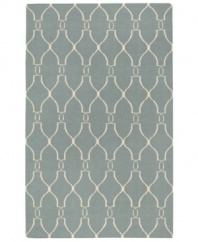 Stunning in its simplicity, this artist-designed area rug from Surya brings a calming beauty to any area in your home. Interlocking lines crisscross against a soft sky-blue background, creating a chic lattice-like pattern that's stylishly simple.