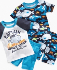 Under the sea. Start him dreaming about having underwater adventures early with this shirts and shorts sleepwear set from Carter's.