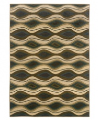 Truly a vibrant tale of color, the Odyssey area rug from Sphinx is cross-woven of 36 different colors which gives its wave pattern incredible depth and textural interest. Intricately woven of pure polypropylene for exquisite strength and softness.