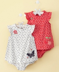 Warm-weather winner. This cute sunsuit from First Impressions keeps her comfortable and looking cool all day long.