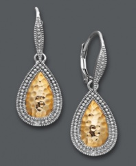 The best of both worlds. Giani Bernini's versatile two-tone earrings feature a unique hammered and beaded design set in 24k gold over sterling silver and sterling silver. Approximate drop: 1-1/4 inches.
