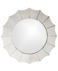 A bright spot in any home, Howard Elliot's Rupal wall mirror features a scalloped frame with antiqued and mirrored accents.