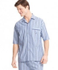 Sheer comfort. Let this Nautica pajama shirt take you off to sleep in style.