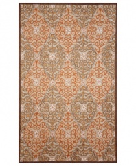 Perfect vision. Tickle the eye with the pleasing diamond pattern and pretty coral hue of Liora Manne's Lakai Diamond rug from the Ravella collection. Hand hooked of a durable, UV stabilized polypropylene-acrylic blend, this dynamic rug can be used indoors, outdoors or virtually anywhere around your home.
