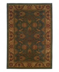 Embrace a serene space. The calming colors of this decorative rug create soothing surroundings in your home while adding delightful designs of swaying leaves and alluring sprouting foliage.