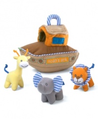 Play with the animals! Encourage his curiosity and imagination with this noise-making Noah's Ark playset from Gund.