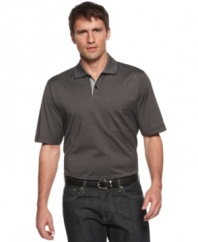 Smooth sophistication meets sporty style on this patterned polo from Van Heusen.
